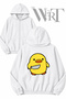 Bıcaklı Civciv Sweat Back Printed Zippered Hooded White Cardigan (2 Yarns)