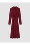 Two Mt Shop Quality Lcw Curve Burgundy Patterned Loose & Flowy Shirt Collar Long Dress - 3
