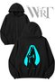 Hatsune Miku_5 Back Printed Zippered Hooded Black Cardigan (2 Yarns)