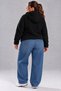 Curve Women's Plus Size Winter Hooded Pocket Zipper Black Plush Fleece Sweatshirt - 5
