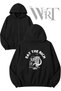 Eat the Rich Back Printed Zippered Hooded Black Cardigan (2 Yarns)
