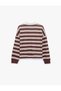Comfortable Fit Long Sleeve Striped Polo Collar Sweatshirt - 2
