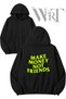 Make Money Not Friends Back Printed Zippered Hooded Black Cardigan (2 Yarns)