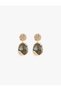 Hanging Embossed Textured Oval Stone Earrings