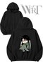 Attack on Titan Levi Mini Back Printed Zippered Hooded Black Cardigan (2 Yarns)