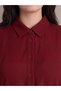 Two Mt Shop Quality Lcw Curve Burgundy Patterned Loose & Flowy Shirt Collar Long Dress - 2