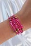 Pink Color Zircon Stone Drawstring Multiple Bracelet -