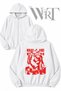 Billie Eillish 3 Back Printed Zippered Hooded White Cardigan (2 Yarns)