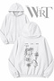 Bateri Drum Müzik 8 Back Printed Zippered Hooded White Cardigan (2 Yarns)