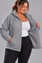 Curve Women's Plus Size Winter Hooded Pocket Zippered Navy Blue Plush Fleece Sweatshirt - 3