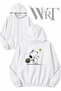 Tennis 7 Back Printed Zippered Hooded White Cardigan (2 Yarns)