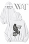 Book-Reading Crow Back Printed Zippered Hooded White Cardigan (2 Yarns)