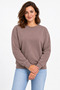 Soft Puff Fabric Women's Brown Sweatshirt with Crew Neck Comfortable Fit - 8