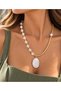 Women's Handmade Selenite Natural Stone Necklace with Steel Selenite Tip and Gold Detail, Special Design - 2