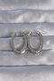 Brass Silver Color Zircon Stone Oval Model Earrings - - 2