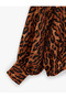Long Sleeve Leopard Print Stand Collar Oversize Shirt - 3