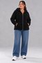 Curve Women's Plus Size Winter Hooded Pocket Zipper Black Plush Fleece Sweatshirt - 4