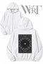Gray Carpet Pattern Back Printed Zippered Hooded White Cardigan (2 Yarns)