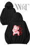 Back Printed Zippered Hooded Black Cardigan for Merry Christmas Sweat (2 Yarns)