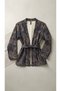 Women's Ethnic Retro Patterned Coffee-Tone Belted Kimono Jacket Suitable for Hijab Wear - 6
