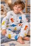 100% Cotton Boys Gray Elephant Tiger and Leopard Patterned Top and Bottom Long Sleeve Children's Pajama Set