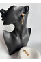 Gold Color Dangle Enamel Earrings (5 cm) - 4