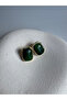 Gold Color Green Tiny Retro Earrings (1.8 cm)