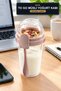To Go Muesli Yogurt Container 600 ml 2 Compartments Portable Breakfast Container with Spoon