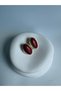 Gold Color Burgundy Retro Earrings (3.3 cm) - 2