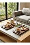 Dark Wood Grain Pattern Serving Tray Set - 3