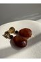 Gold Color Brown Dangle Earrings (4.3 cm) - 2