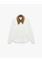 Oversized Crepe Shirt with Long Sleeves and Detachable Faux Fur Collar