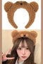 Plush Crown with Brown Teddy Bear Figure - Adorable Soft Fabric Makeup and Hairband Crown - 3