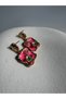 Gold Color Pink Retro Dangle Earrings (3.2 cm) - 3