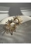 Gold Color Sun Earrings (3.5 cm) - 3