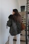 Khaki Fur Coat with Lacing Detail on the Sleeves - 8