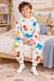 100% Cotton Boys Gray Elephant Tiger and Leopard Patterned Top and Bottom Long Sleeve Children's Pajama Set - 7