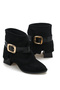 Women's Black Suede Buckle Trouser Boots with Orthopedic Insole Grigros - 7