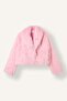 Regular Fit Shawl Collar Short Faux Fur Jacket J0987Ax26Wn