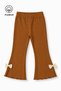 Girl's Bowknot Printed Two-Thread Non-Shedding Fabric Seasonal Mustard Colored Top and Bottom Set - 4