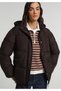 Regular Fit Hooded Zippered Lined Water Resistant Women's Brown Coat