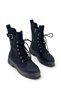 Buckle-Strapped Non-Slip Thick Sole Zippered Women's Boots Black - 4