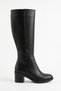 Tumalen heeled women's boot with paneling - black leather - 3