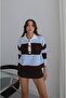 Blue Nora Striped Polo Collar Sweater - 2
