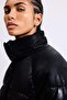 Regular Fit High Collar Inflatable Faux Leather Coat H1663Ax26Au - 5