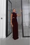 Draped Dress with Plum Waist and Window Detail