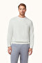 Men's Regular Cut Logo Detailed Round Neck Cotton Long Sleeve White Sweatshirt