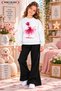 Winter, Spring, and Autumn Girls' Black Spanish Flared Bottoms and White Sweat Top