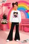 Winter, Spring, and Autumn Girls' Black Spanish Flared Bottoms and White Sweat Top