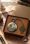 2 Pieces of Chain Pocket Watch – Antique Metal Design, Horse Motif Cover, Nostalgic Pocket Watch with Chain